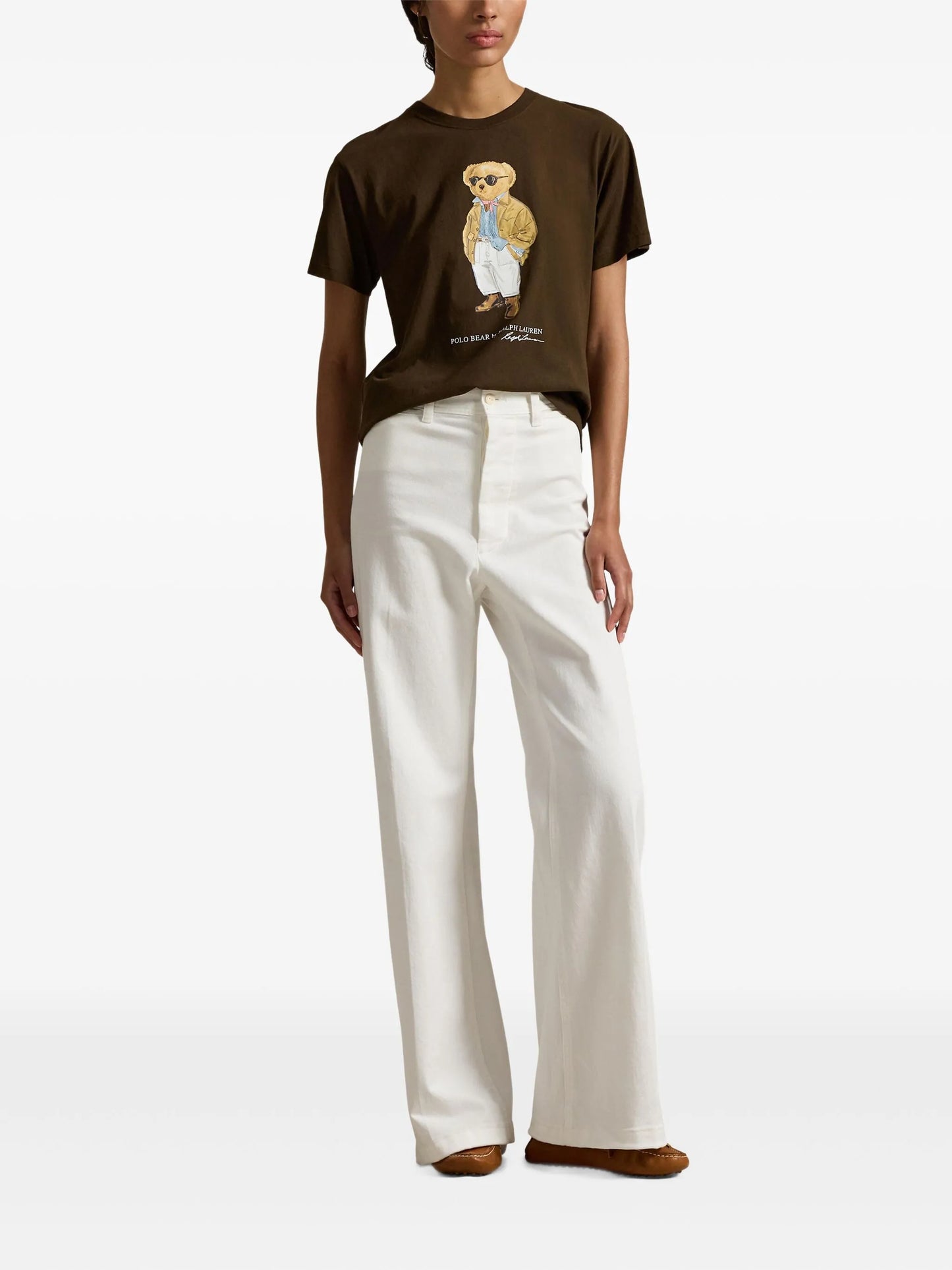 RALPH LAUREN WOMEN Polo Bear Cotton Jersey T-Shirt Dark Brown - MAISONDEFASHION.COM