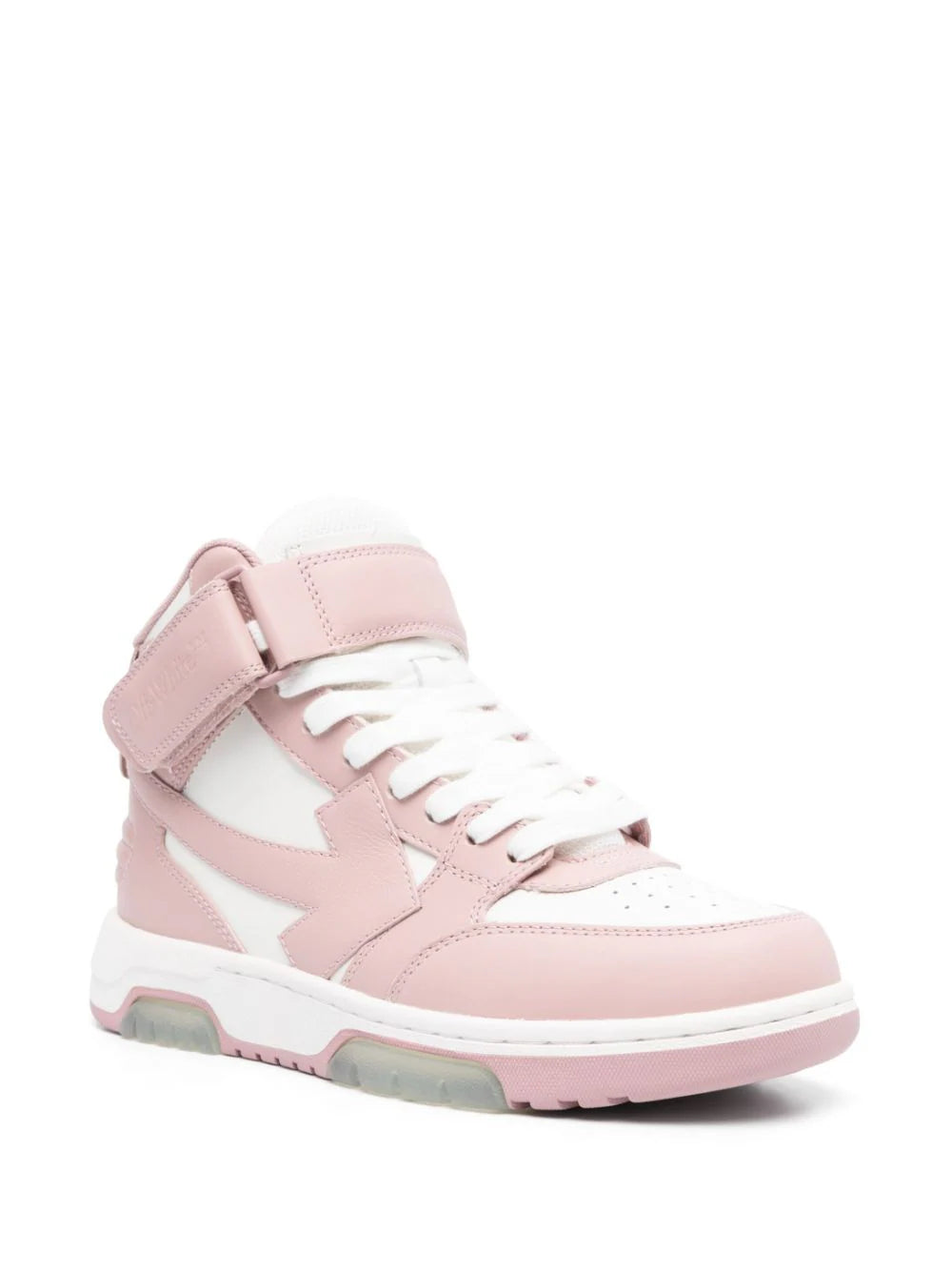 OFF-WHITE WOMEN Out Of Office Mid Top Leather Sneakers Pink/White - MAISONDEFASHION.COM