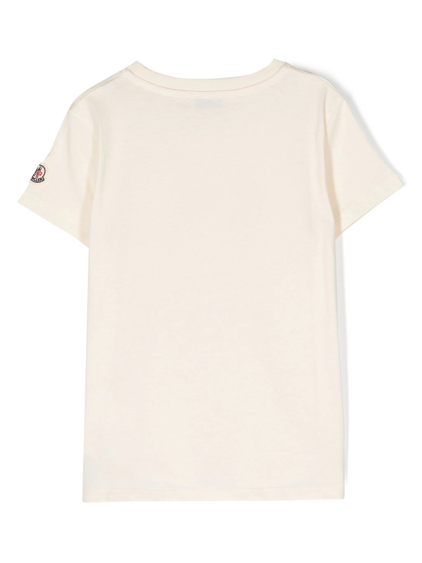 【関税&送料込み】Moncler Cream Cotton T-Shirt MONCLER KIDS Girls Logo Print Cotton T-Shirt Cream