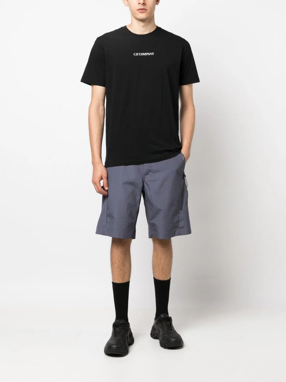 C.P COMPANY MEN 30/1 Jersey Blurry Logo T-Shirt Black - MAISONDEFASHION.COM