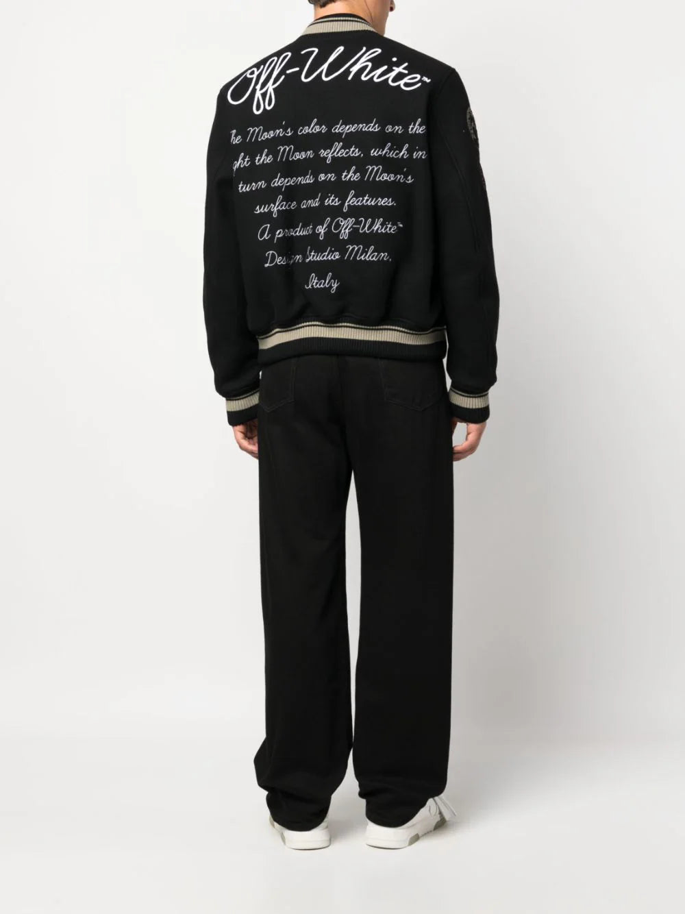 OFF-WHITE MEN Moon Phase Varsity Field Jacket Black/White - MAISONDEFASHION.COM