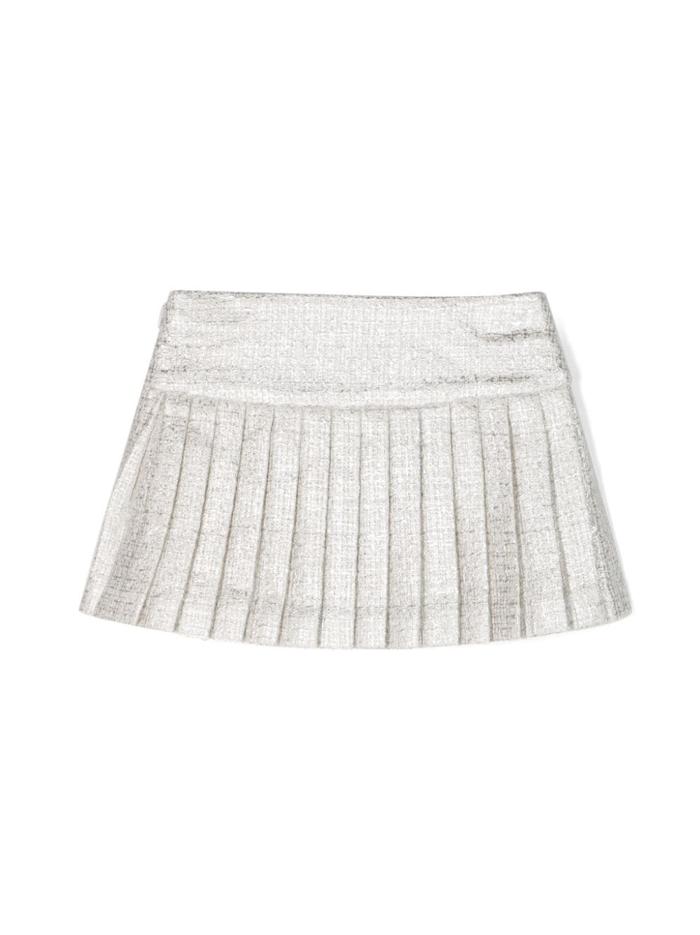 VERSACE KIDS Tweed Kids Pleated Skirt White/Silver - MAISONDEFASHION.COM