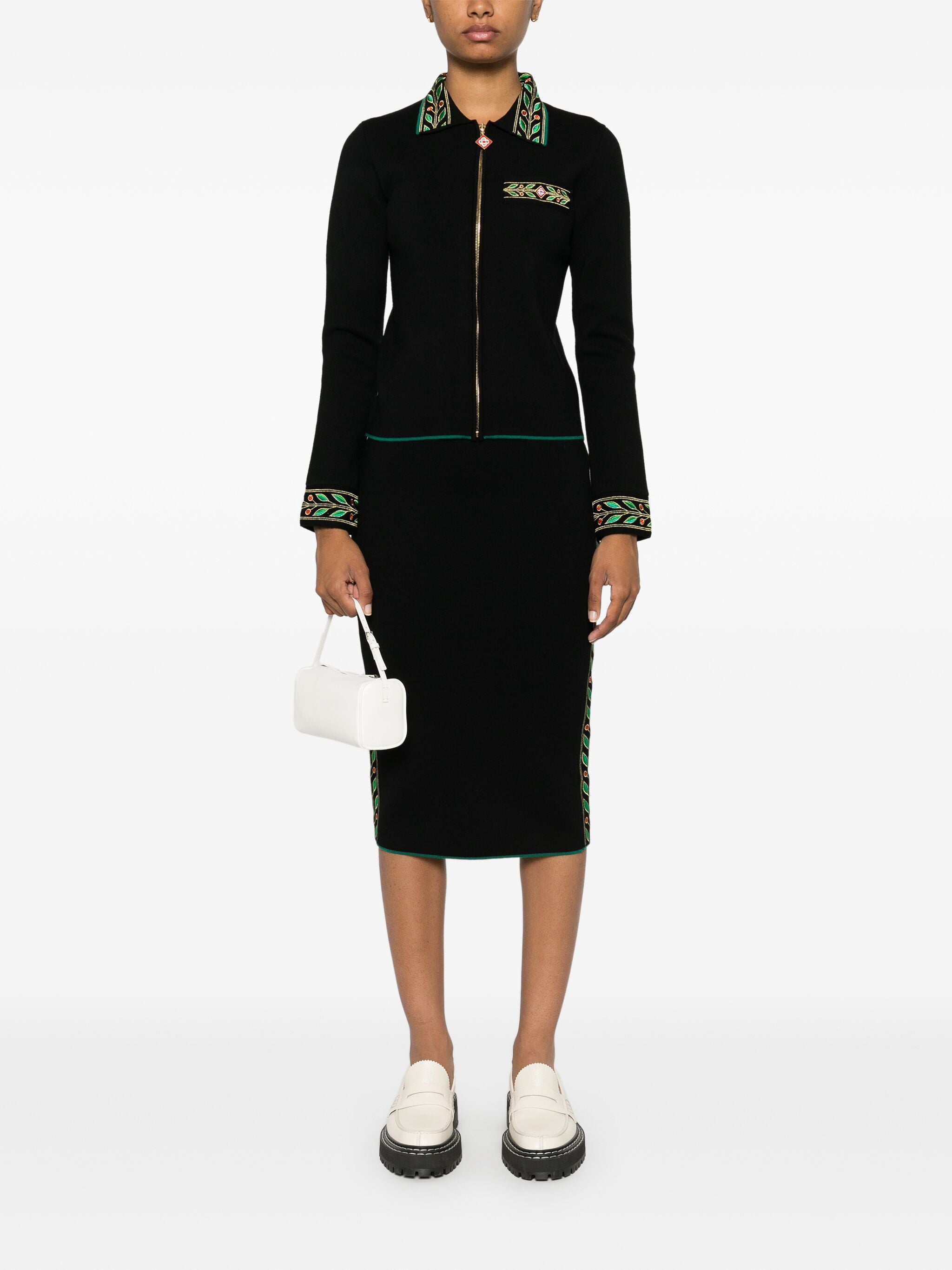 スカート CASABLANCA WOMEN Embroidered Laurel Skirt Black CASABLANCA WOMEN Embroidered Laurel Skirt Black