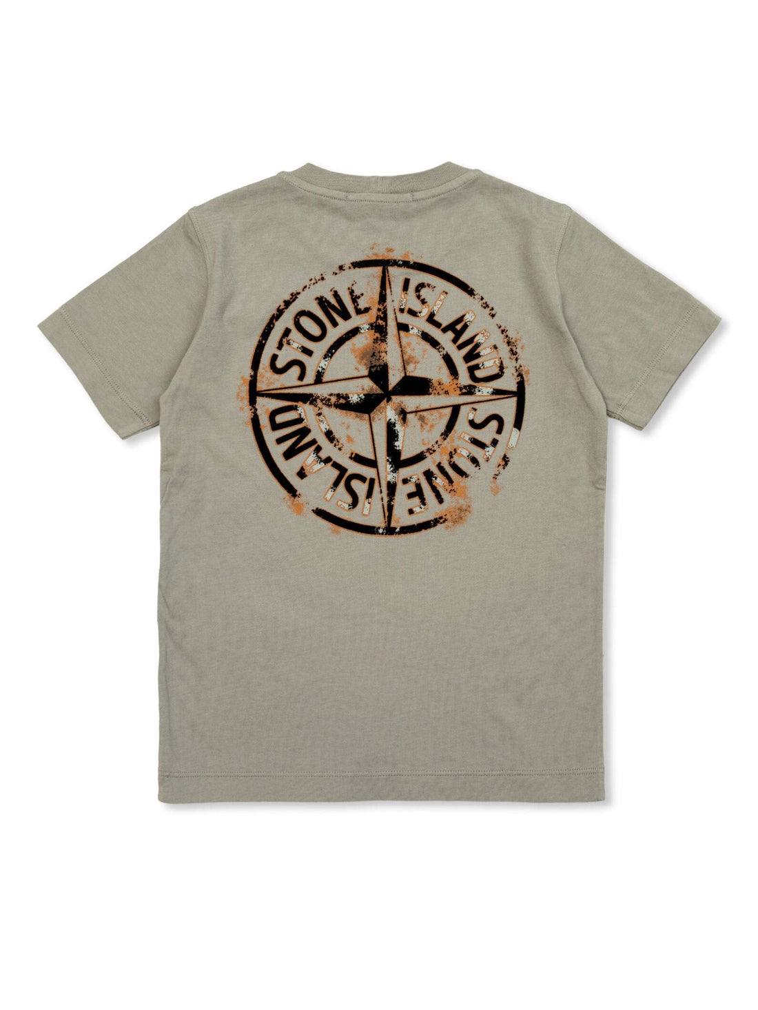 STONE ISLAND KIDS Large Compass Distressed Logo Print T-Shirt Dust