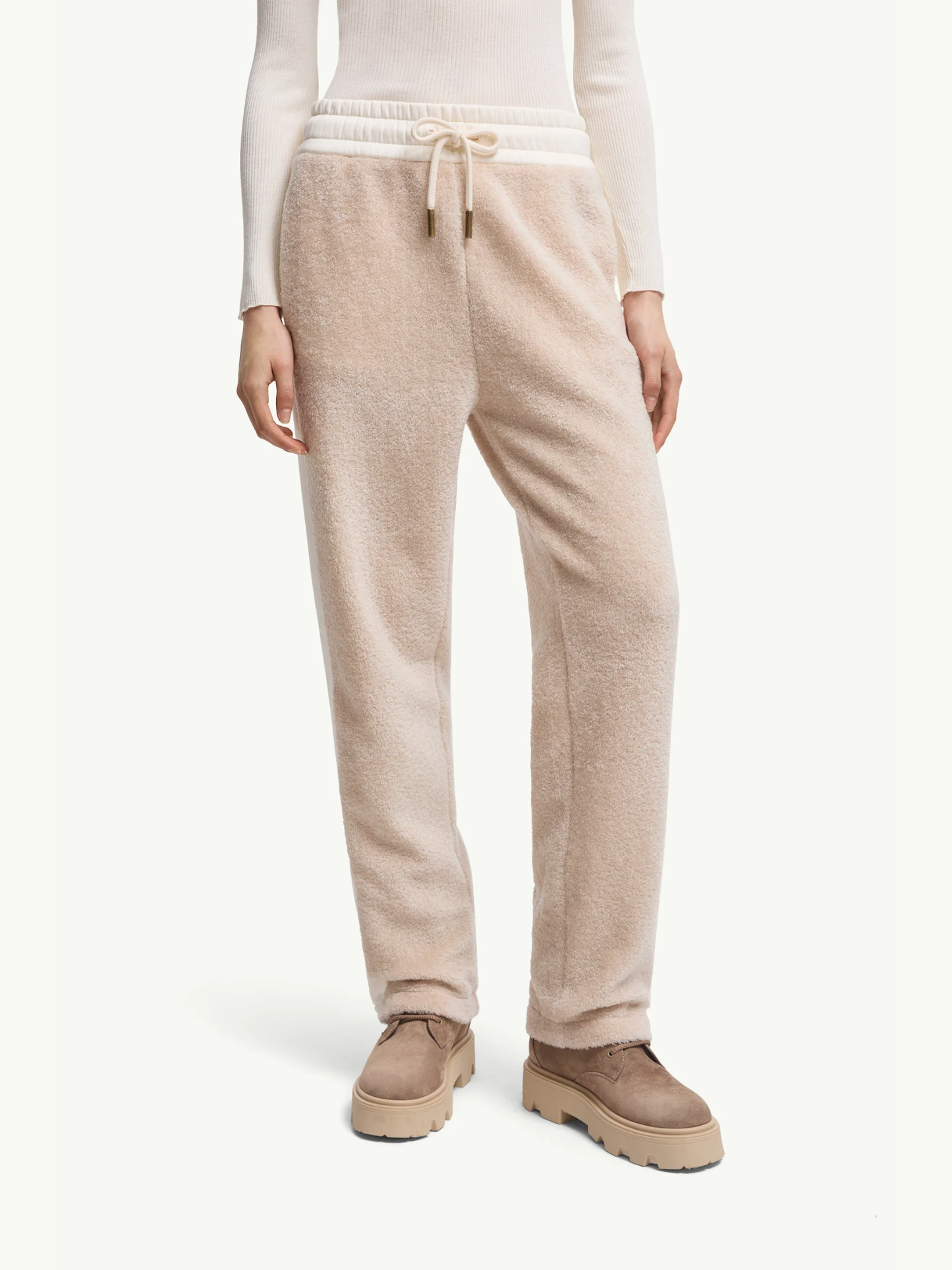 MONCLER WOMEN Teddy Sweatpants White - MAISONDEFASHION.COM