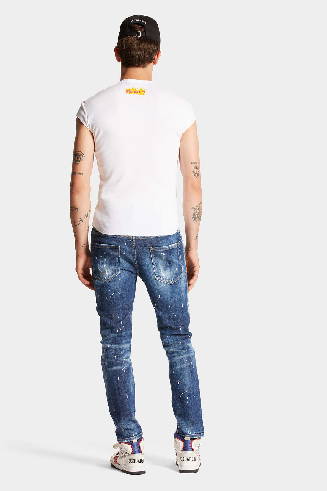 DSQUARED2 Pastel Spots Wash Skater Jeans Blue - MAISONDEFASHION.COM