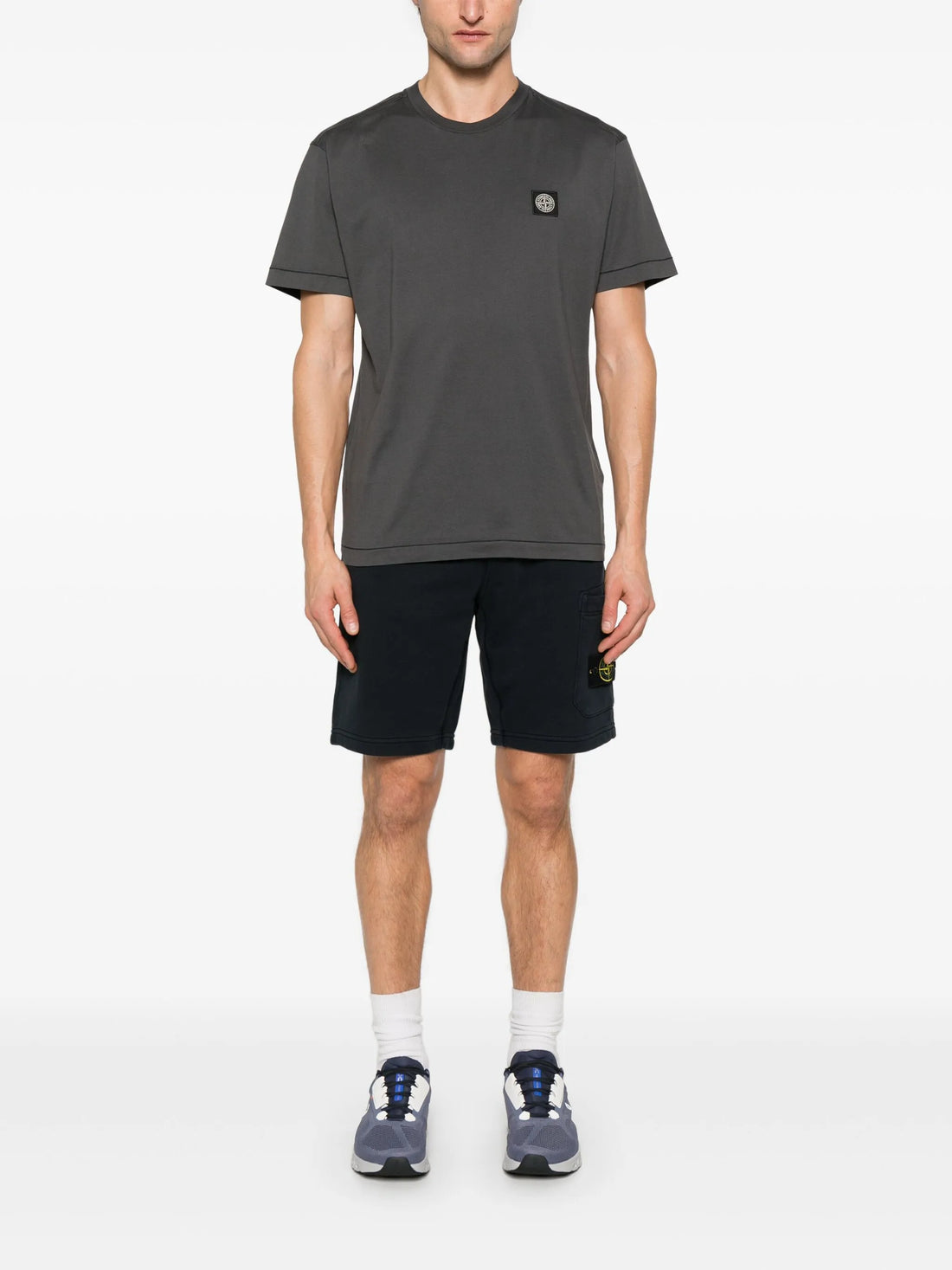 STONE ISLAND Compass Badge Cotton Shorts Navy - MAISONDEFASHION.COM