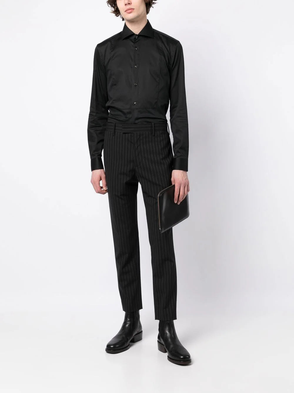 BOSS Slim-fit Dress Shirt Black - MAISONDEFASHION.COM