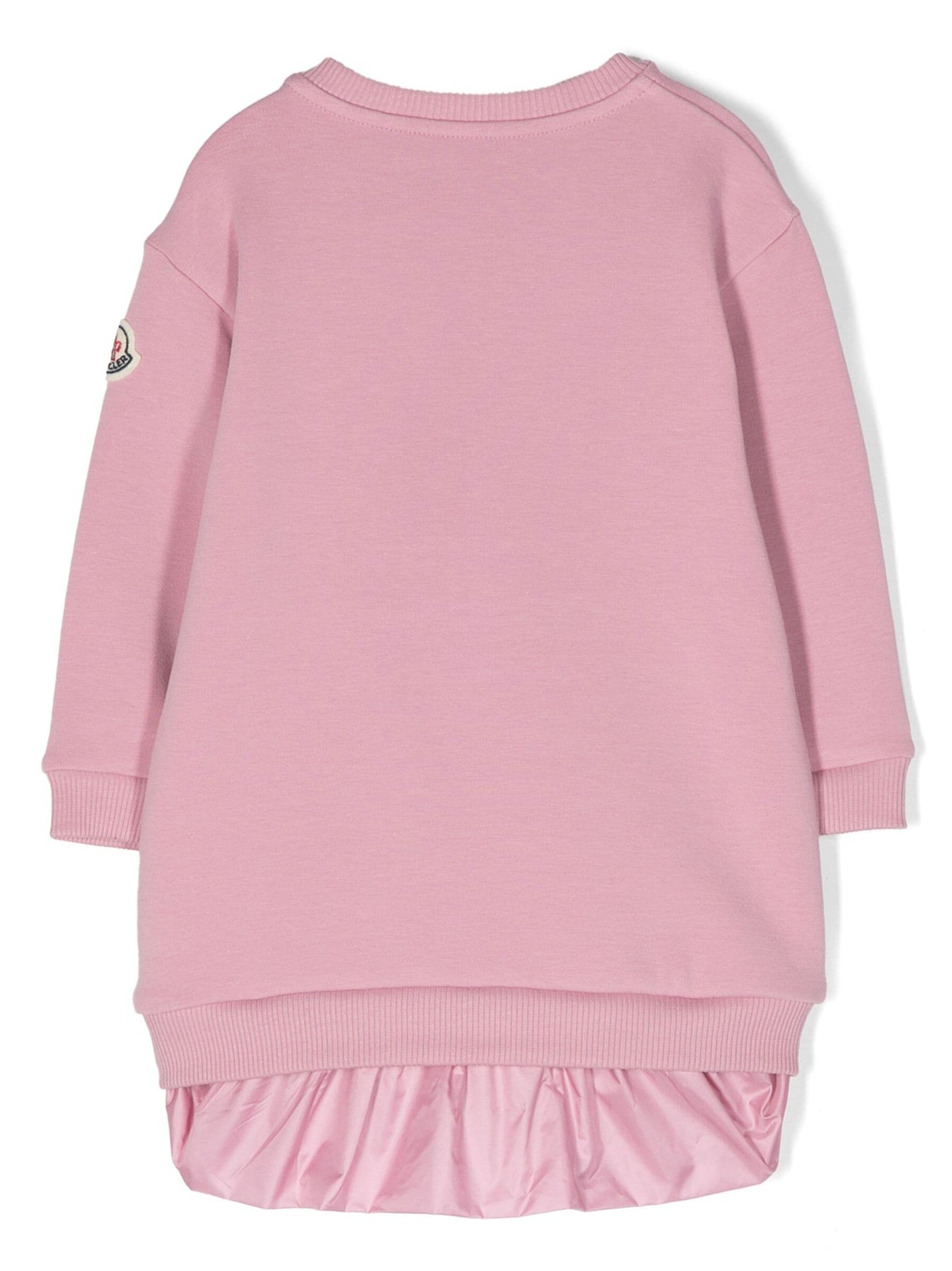 MONCLER BABY Girls Logo Embroidered Sweatshirt Dress Pink - MAISONDEFASHION.COM