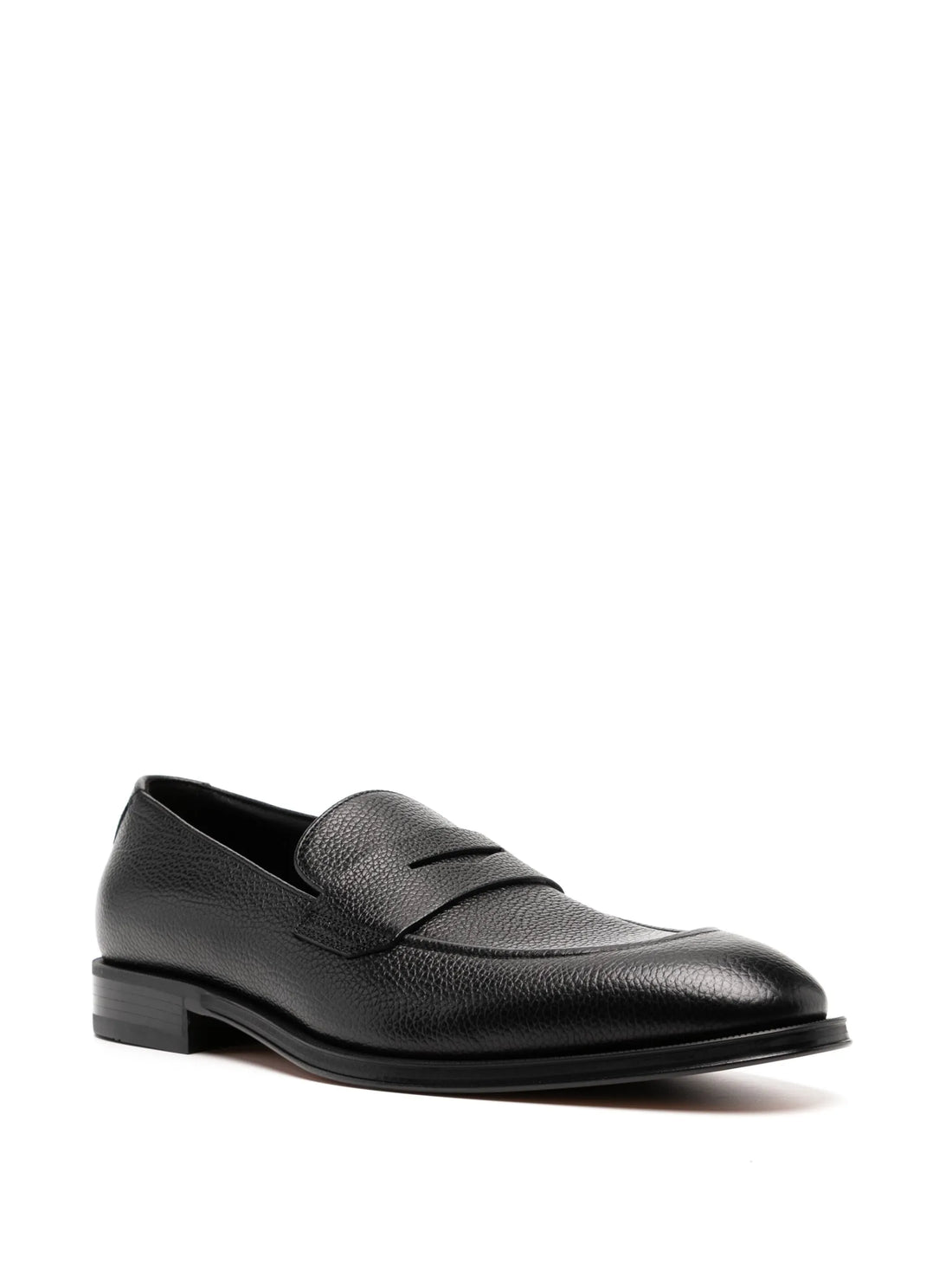 BOSS Apron-toe Slip-on Leather Loafers Black