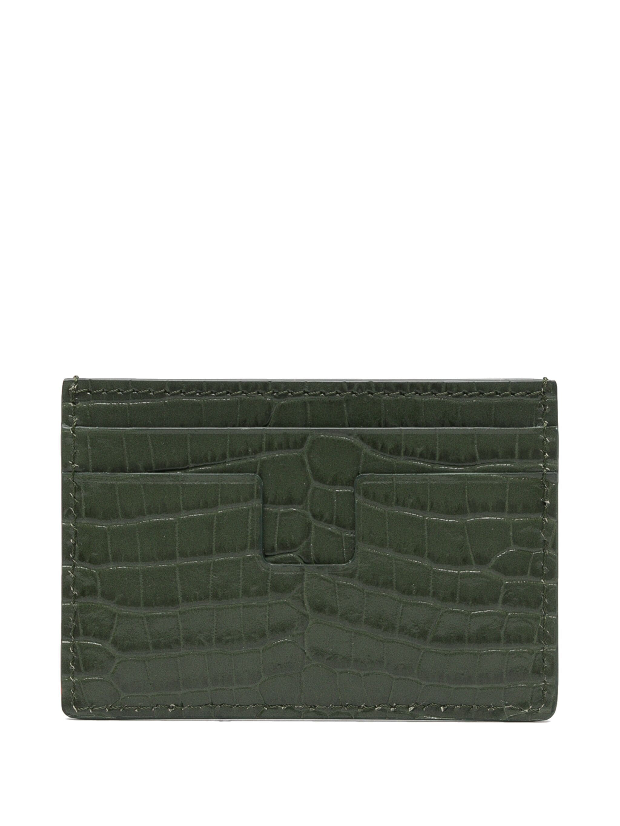 TOM FORD Embossed Crocodile Leather Cardholder Green