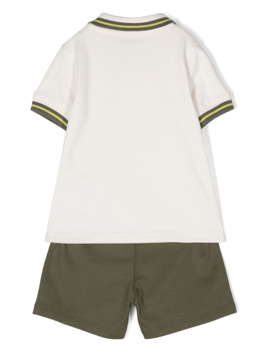 MONCLER BABY Boys Logo-Patch Stretch-Cotton Polo/Shorts Set White/Green