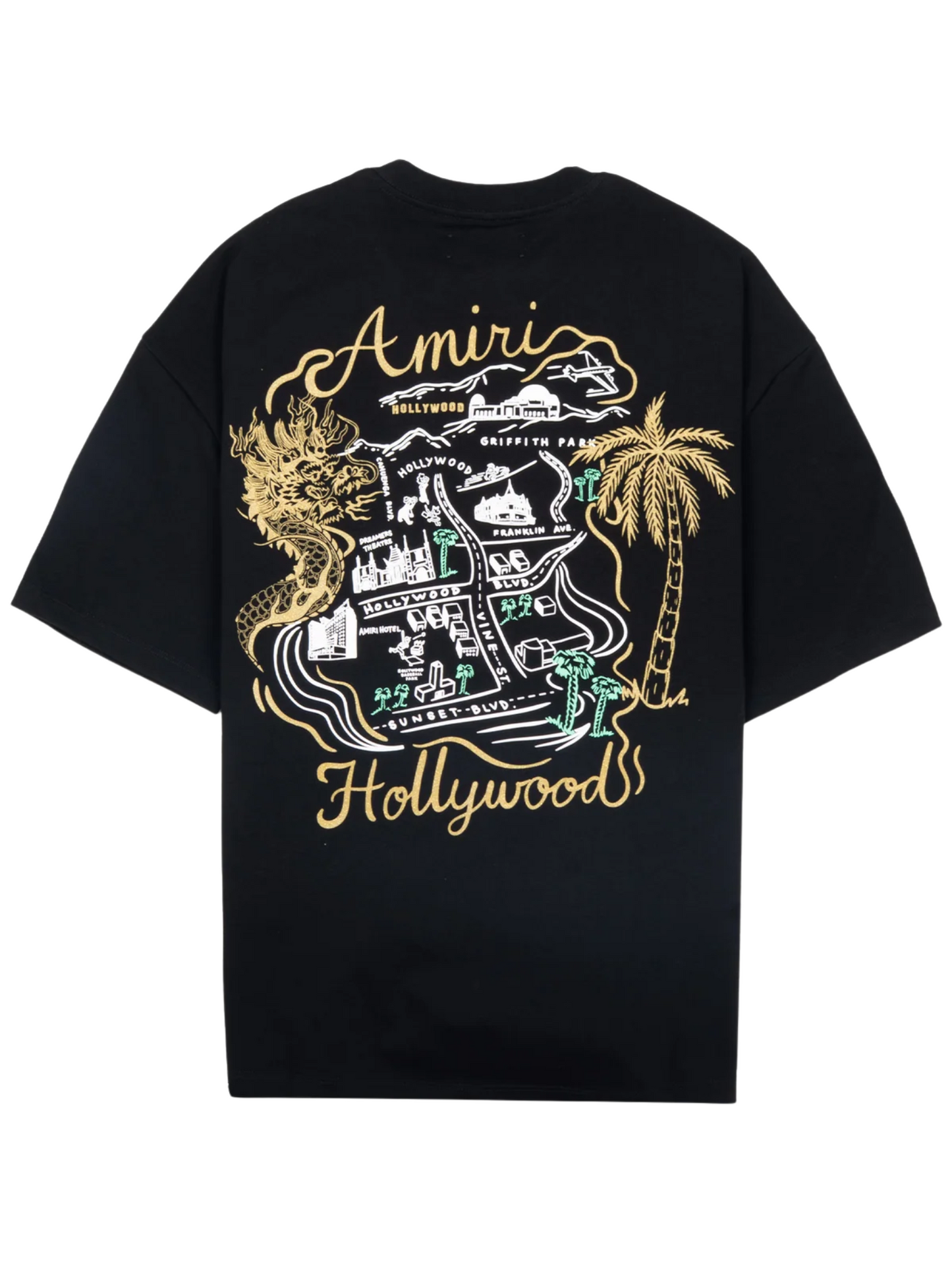 AMIRI Hollywood Oversized T-shirt Black - MAISONDEFASHION.COM