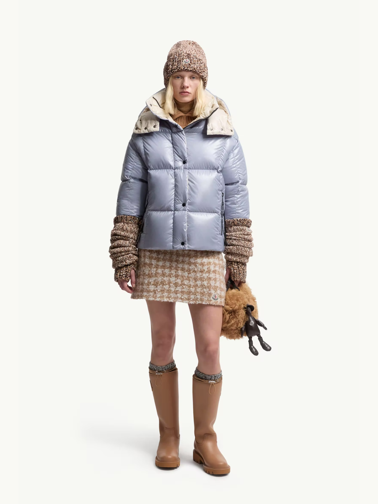 MONCLER WOMEN Parana Hooded Short Down Jacket Light Blue - MAISONDEFASHION.COM