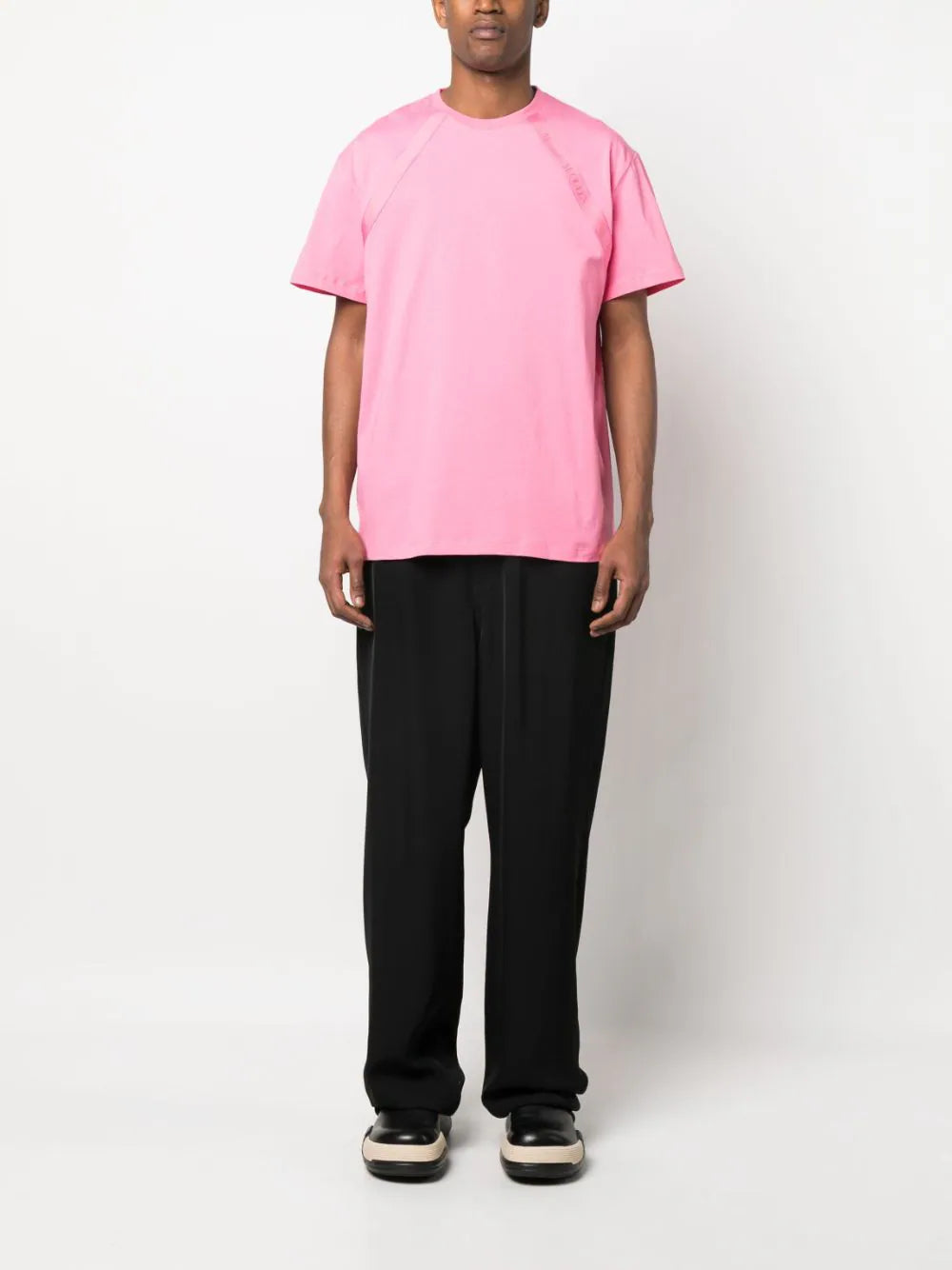 ALEXANDER MCQUEEN Logo Tape T-Shirt Sugar Pink - MAISONDEFASHION.COM