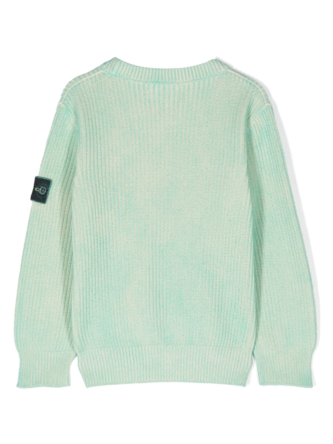 STONE ISLAND KIDS Logo Patch Ribbed Knitted Sweatshirt Green - MAISONDEFASHION.COM