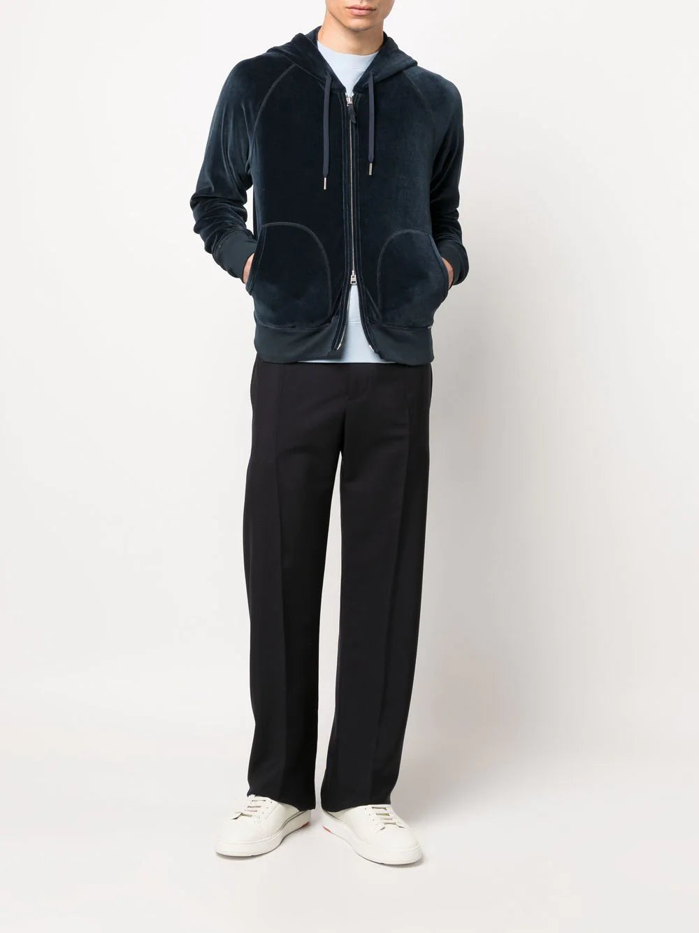 TOM FORD Zip Up Hoodie Navy / Green - MAISONDEFASHION.COM