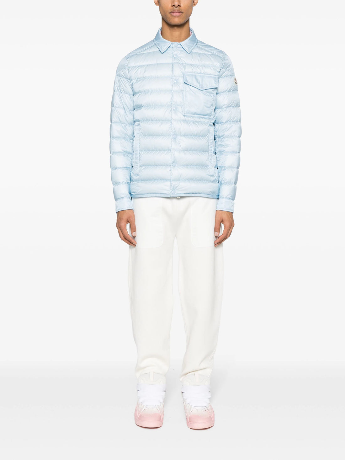 MONCLER Tenibres Logo Patch Padded Jacket Light Blue