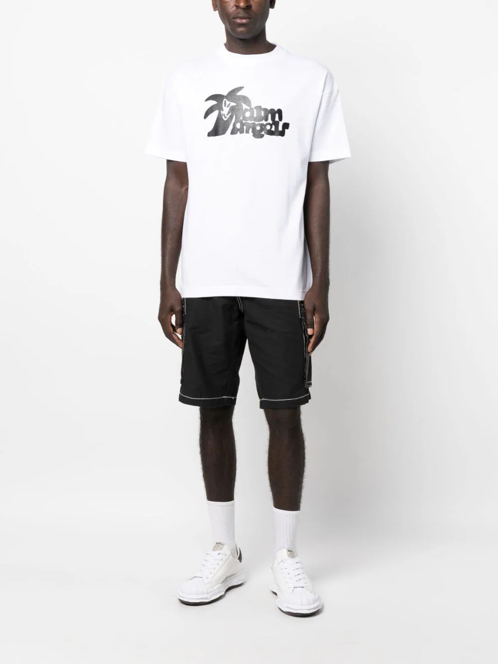 PALM ANGELS MEN "Hunter" Classic T-Shirt White/Black - MAISONDEFASHION.COM