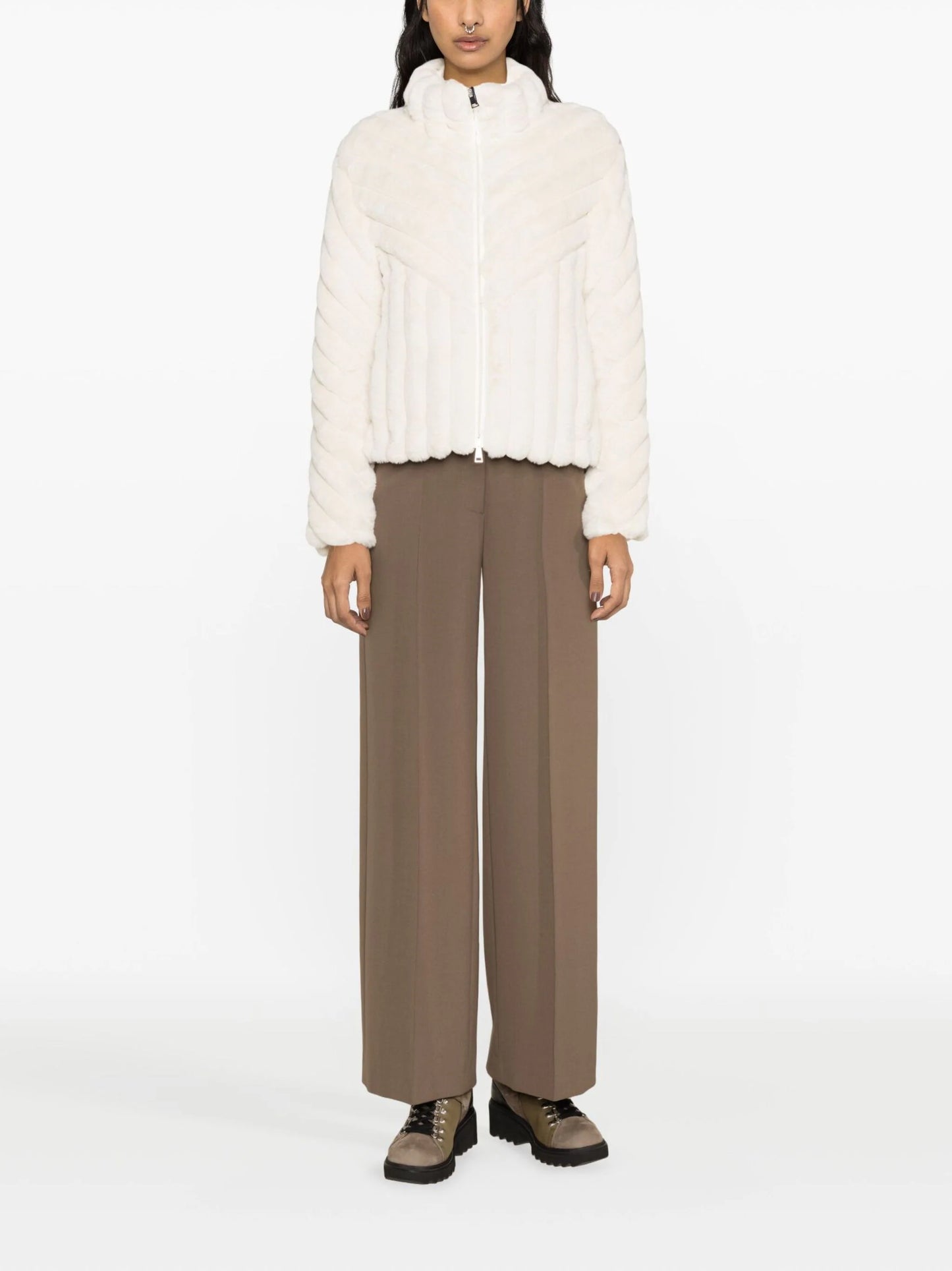 MONCLER WOMEN Pedrix Quilted Velvet Down Jacket Beige - MAISONDEFASHION.COM