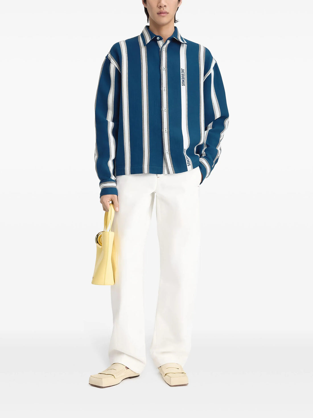 JACQUEMUS La Chemise Papier Logo Stripes Shirt Blue/White