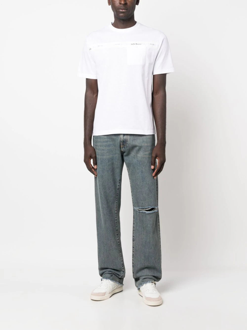 PALM ANGELS MEN Db Sartorial Tape Pocket T-Shirt White - MAISONDEFASHION.COM