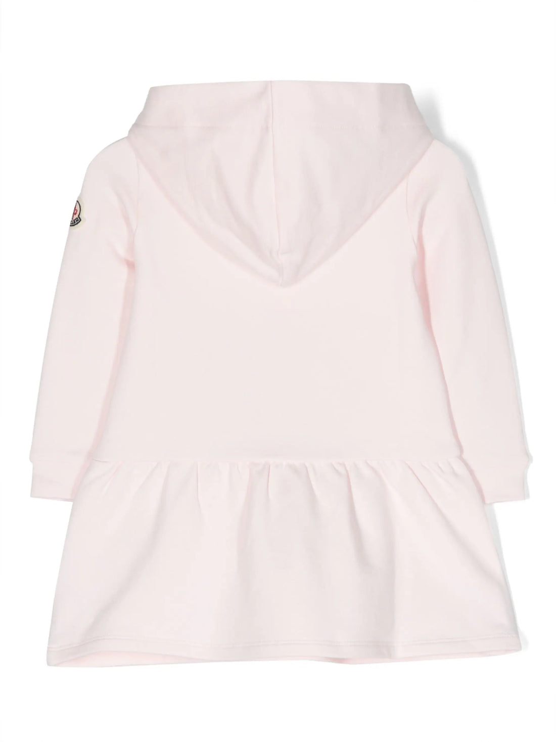 MONCLER BABY Girls Logo Embroidered Hooded Dress Pink - MAISONDEFASHION.COM