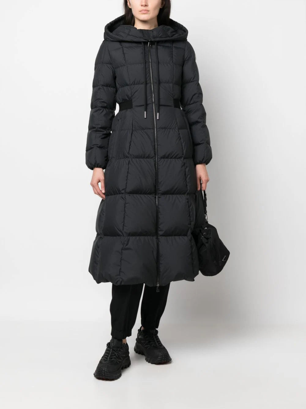 MONCLER WOMEN Faucon Long Coat Black - MAISONDEFASHION.COM