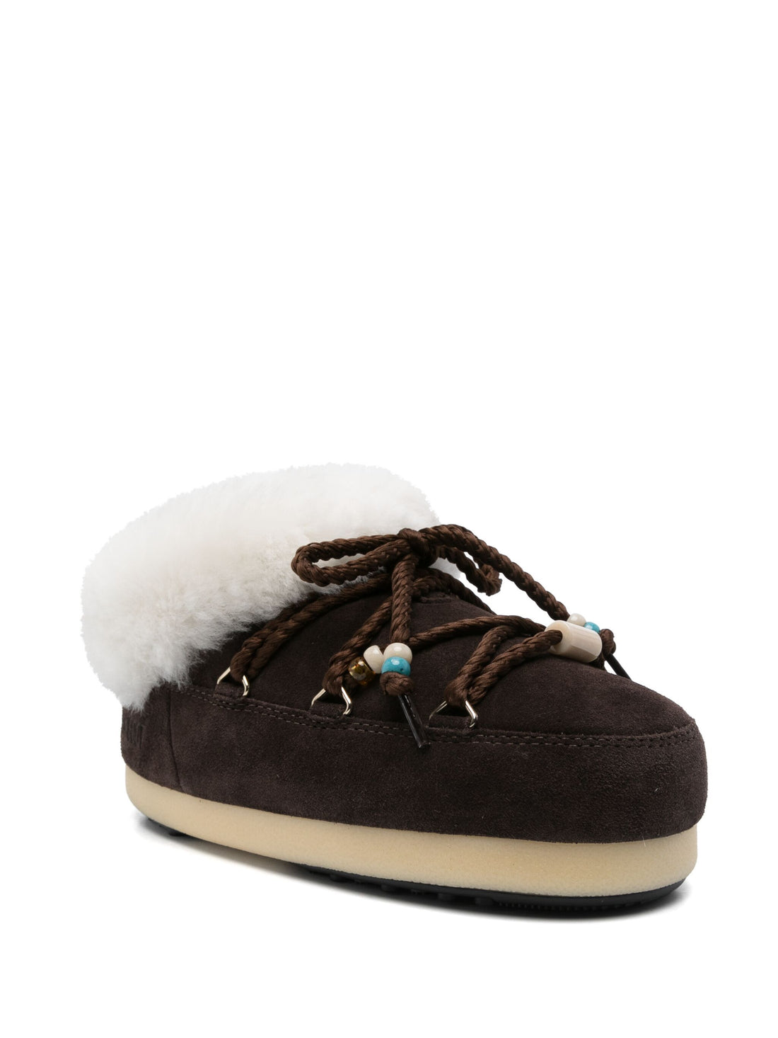 MOON BOOT UNISEX Suede Beads Mules Brown