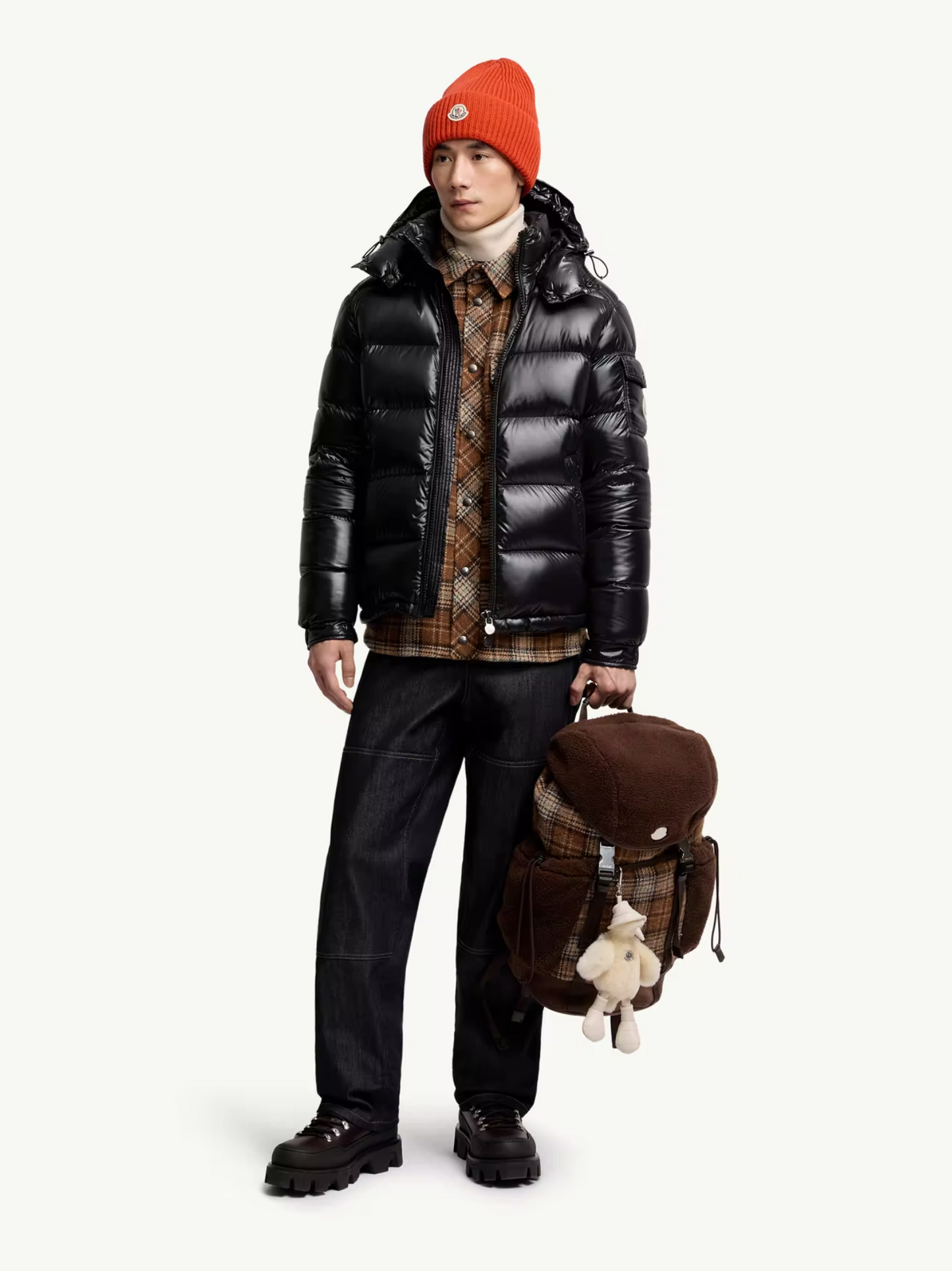 MONCLER Maya Hooded Short Down Jacket in black - back view displaying the signature quilted pattern and premium down insulation