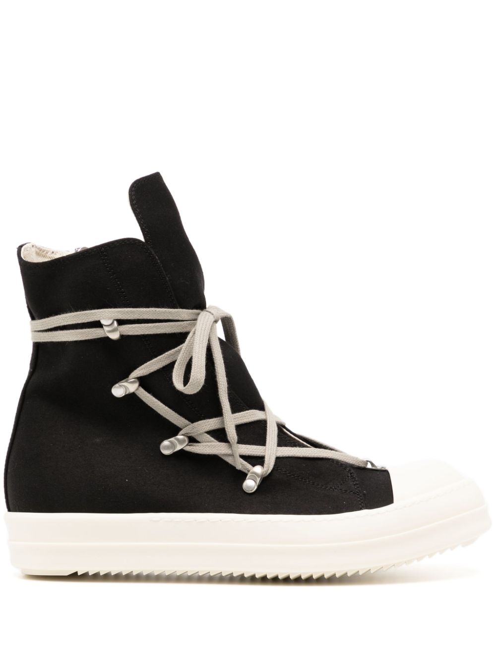 RICK OWENS DRKSHDW Canvas Lido Hex Sneakers Black/Milk - MAISONDEFASHION.COM