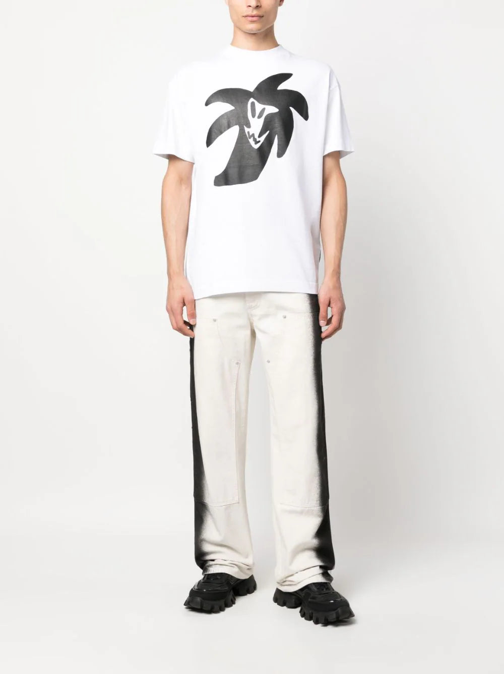 PALM ANGELS MEN Palmity United Classic T-Shirt White/Black - MAISONDEFASHION.COM