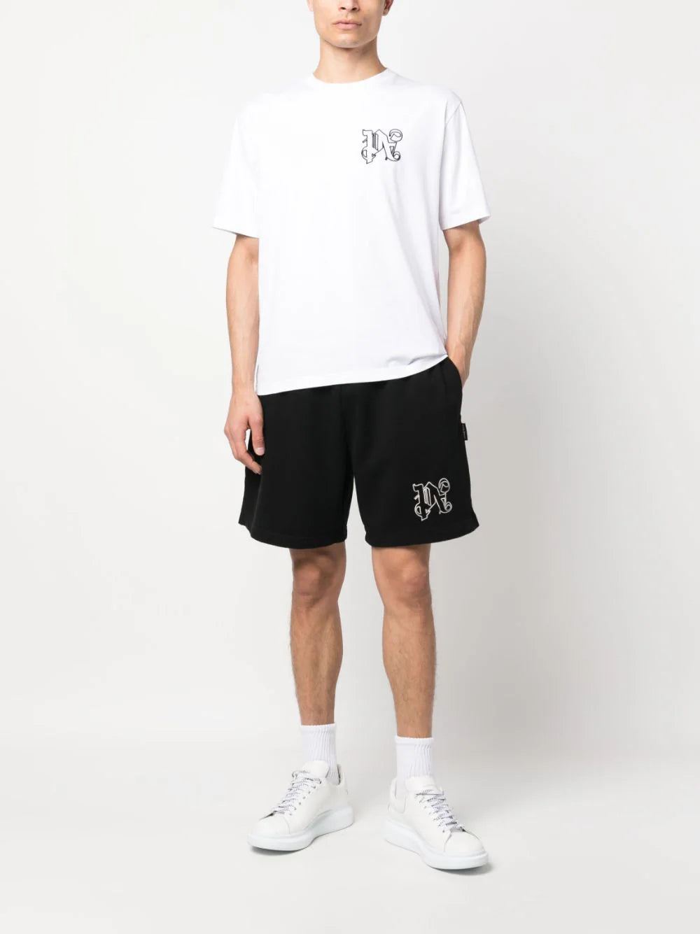 PALM ANGELS MEN Pa Monogram Regular T-Shirt White/Black - MAISONDEFASHION.COM