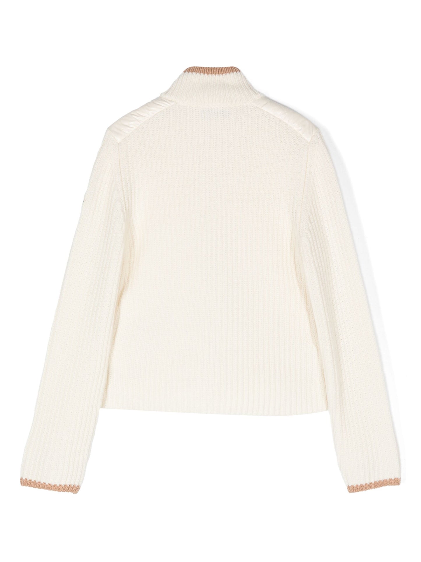 MONCLER KIDS Girls Padded Wool Jacket White - MAISONDEFASHION.COM