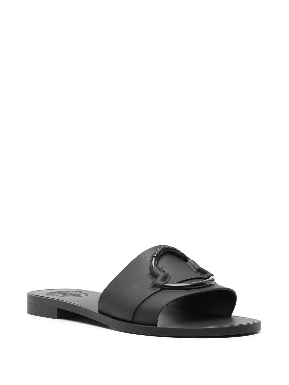 MONCLER WOMEN Logo Rubber Mon Sliders Black