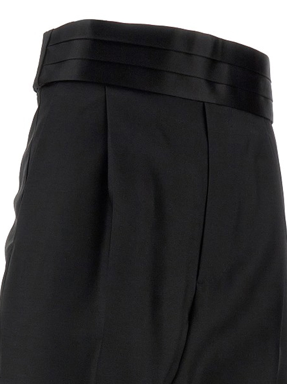 DSQUARED2 Tuxedo One Satin Pleated Pants Black - MAISONDEFASHION.COM