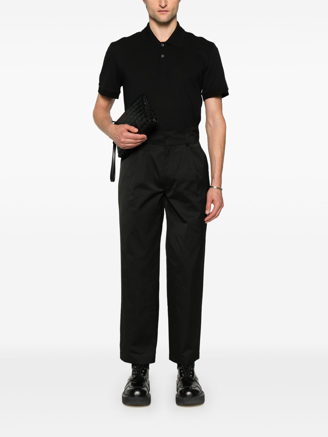 ALEXANDER MCQUEEN Logo Tape Cotton Polo Shirt Black