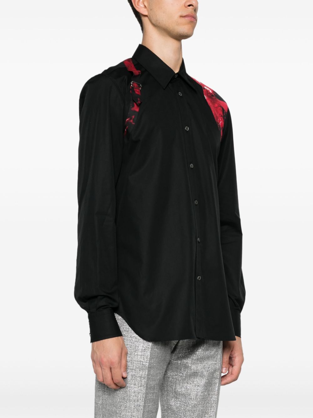 ALEXANDER MCQUEEN Logo Floral Strap Harness Shirt Black/Red