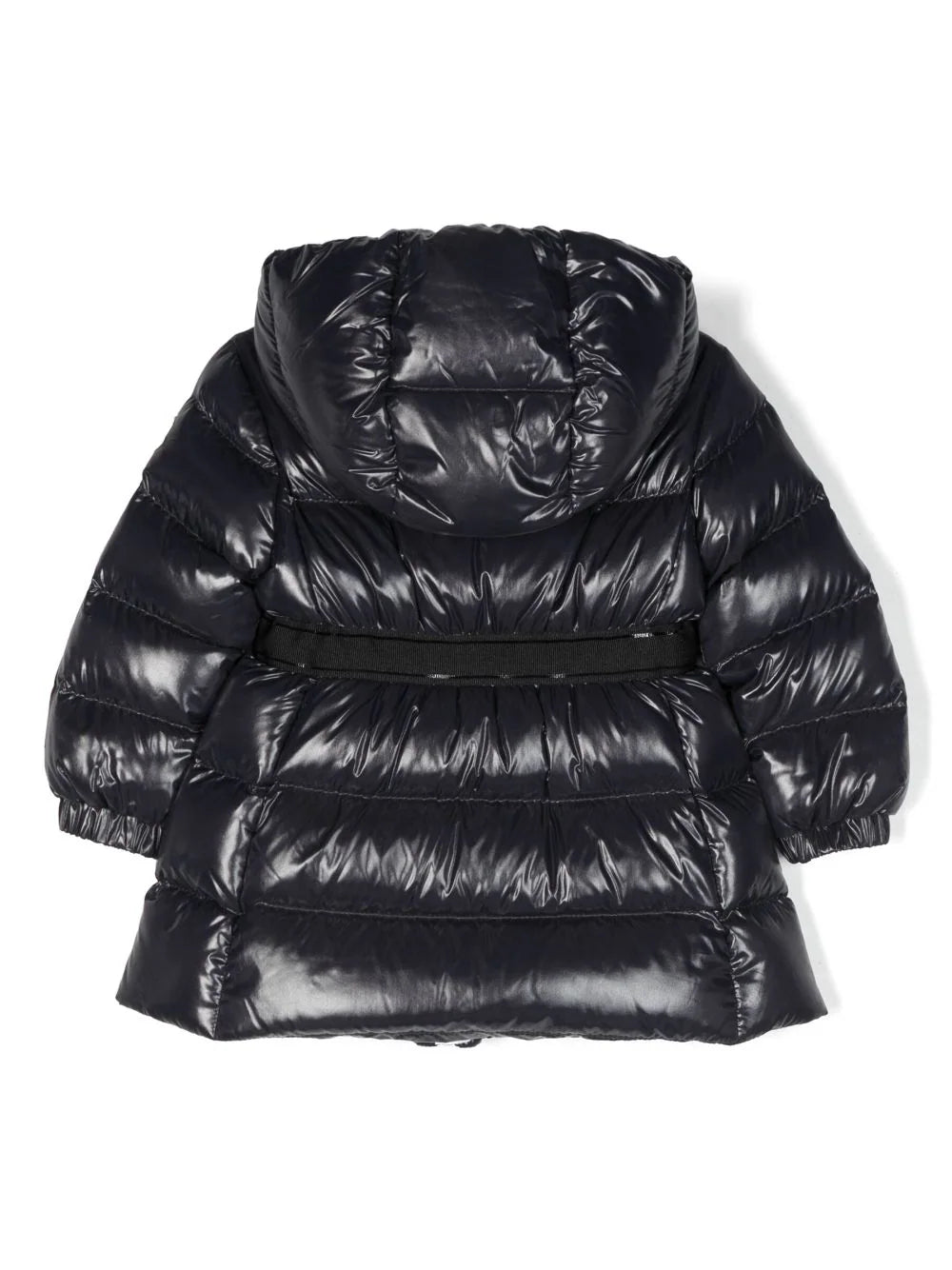 MONCLER BABY Girls Alis Long Parka Jacket Navy/White - MAISONDEFASHION.COM