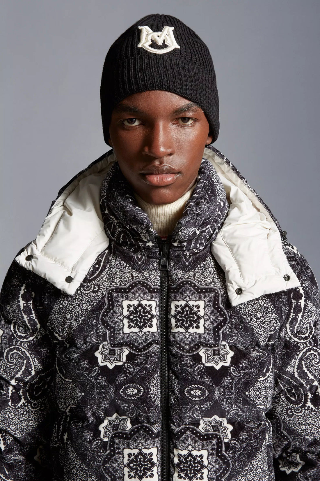 MONCLER Embroidered Monogram Beanie Black - MAISONDEFASHION.COM