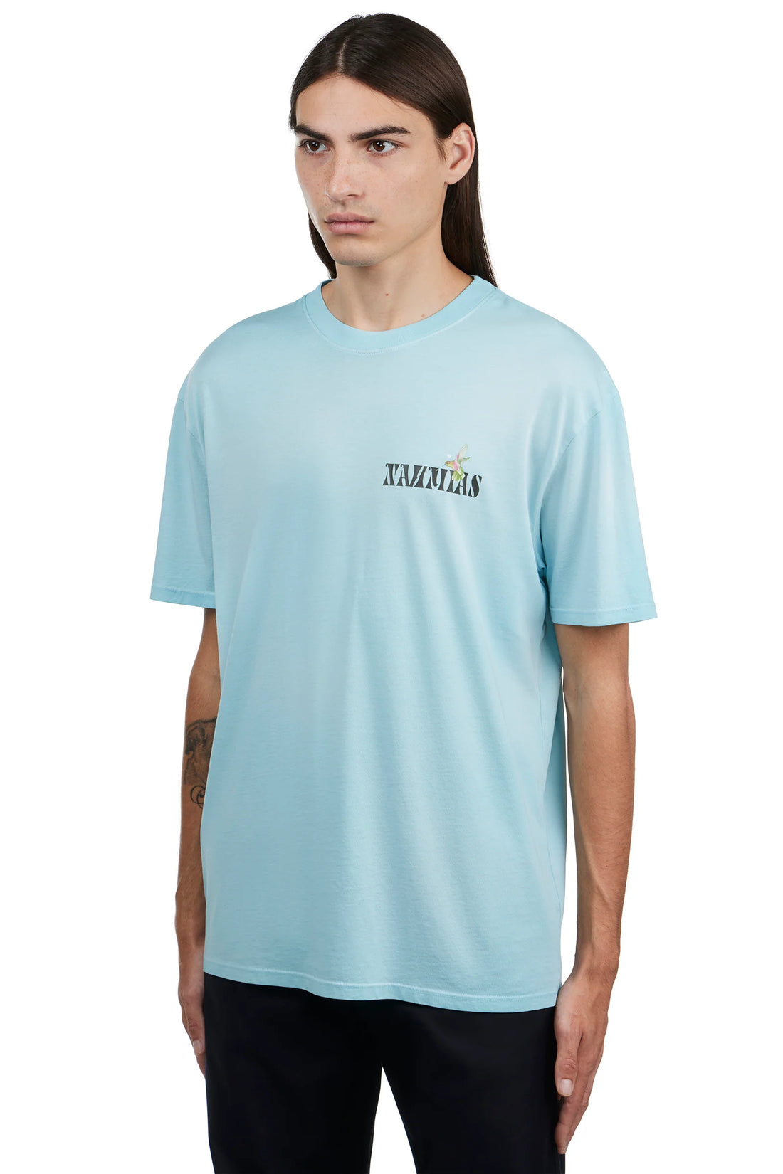 NAHMIAS Hummingbird Graphic Print T-Shirt Faded Marine Blue - MAISONDEFASHION.COM