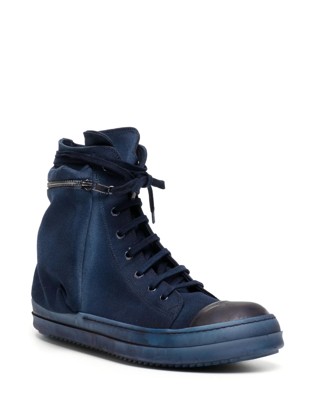 RICK OWENS DRKSHDW Denim Cargo Sneakers Indigo - MAISONDEFASHION.COM