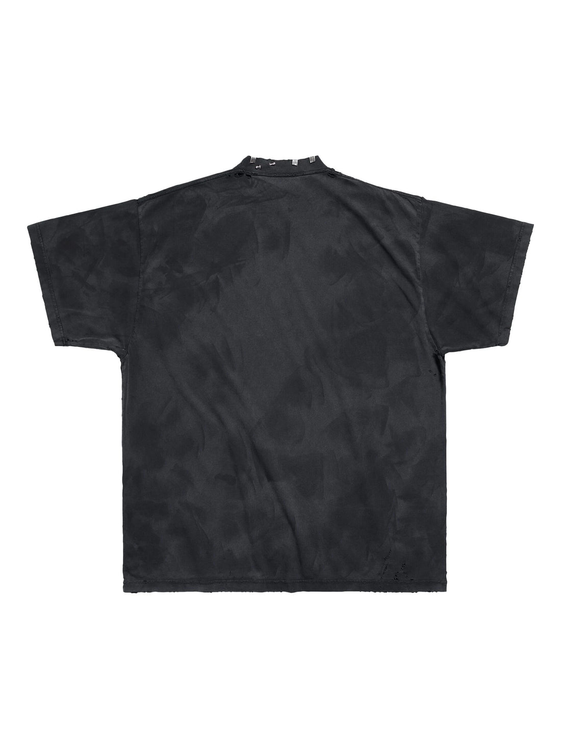 BALENCIAGA Pierced Distressed Effect Cotton T-Shirt Black - MAISONDEFASHION.COM