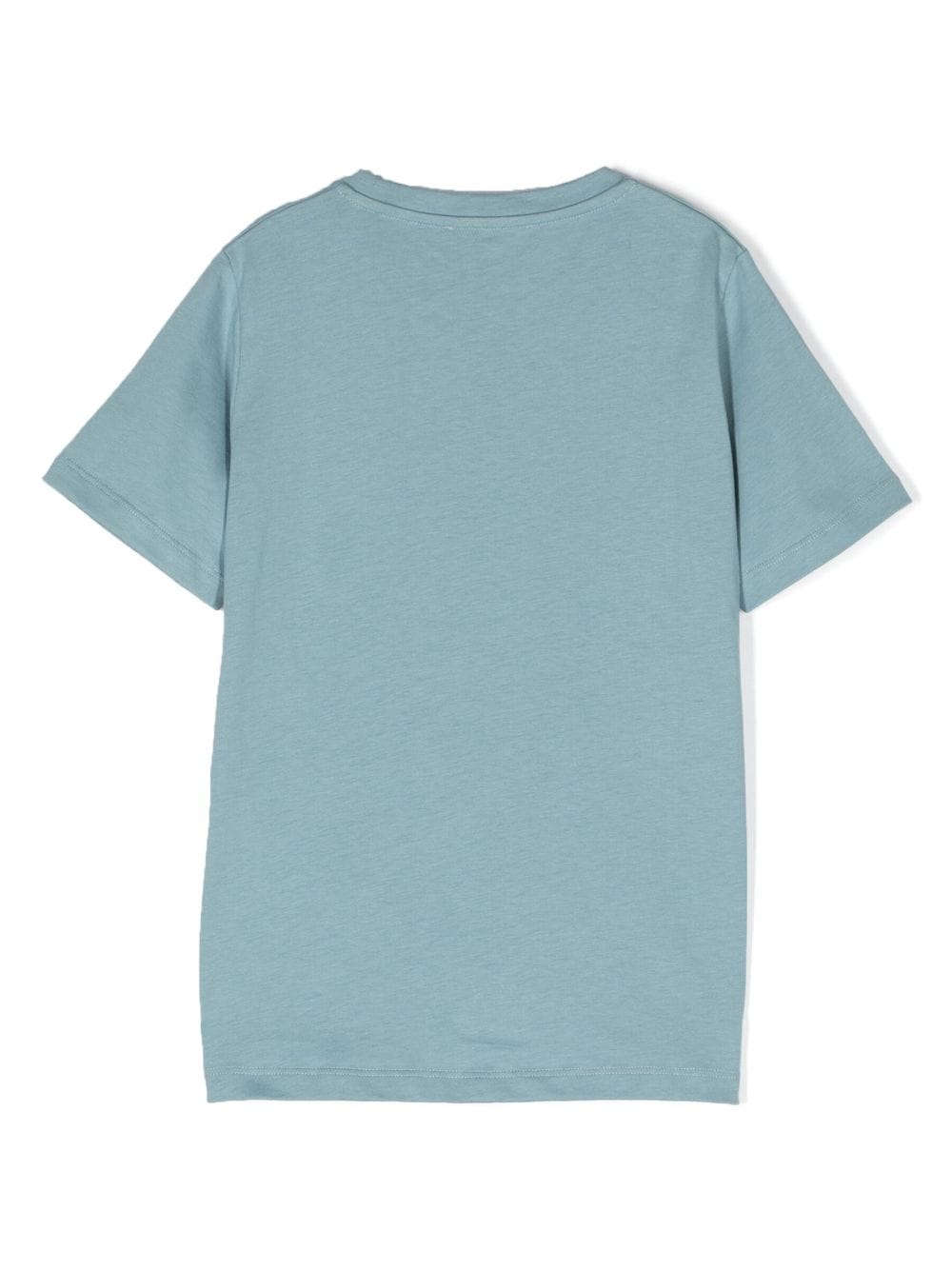 VERSACE KIDS Seashell Baroque Print T-Shirt Light Blue - MAISONDEFASHION.COM