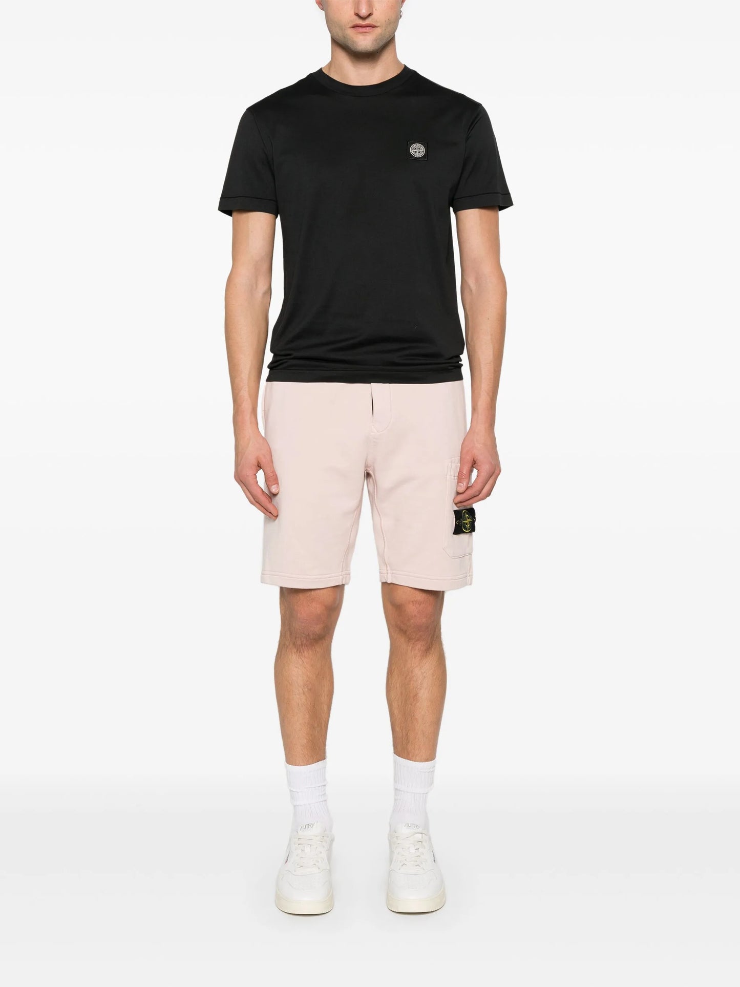STONE ISLAND Compass Badge Cotton Shorts Light Pink - MAISONDEFASHION.COM