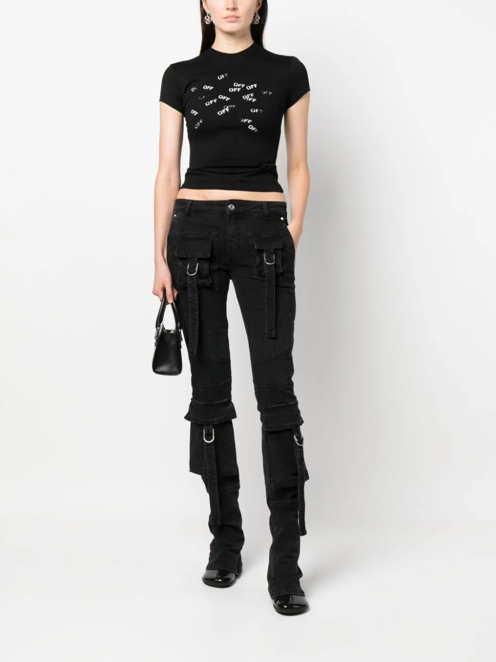 OFF-WHITE WOMEN Multi OFF Stamp Logo T-Shirt Black/White - MAISONDEFASHION.COM
