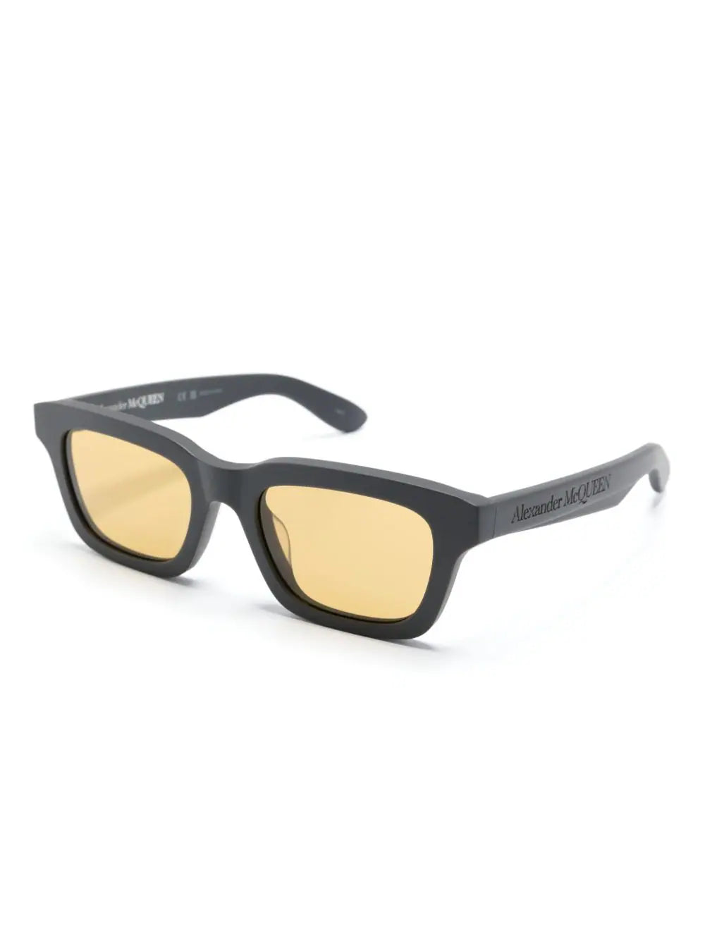 ALEXANDER MCQUEEN MEN Square Frame Sunglasses Black/Yellow - MAISONDEFASHION.COM