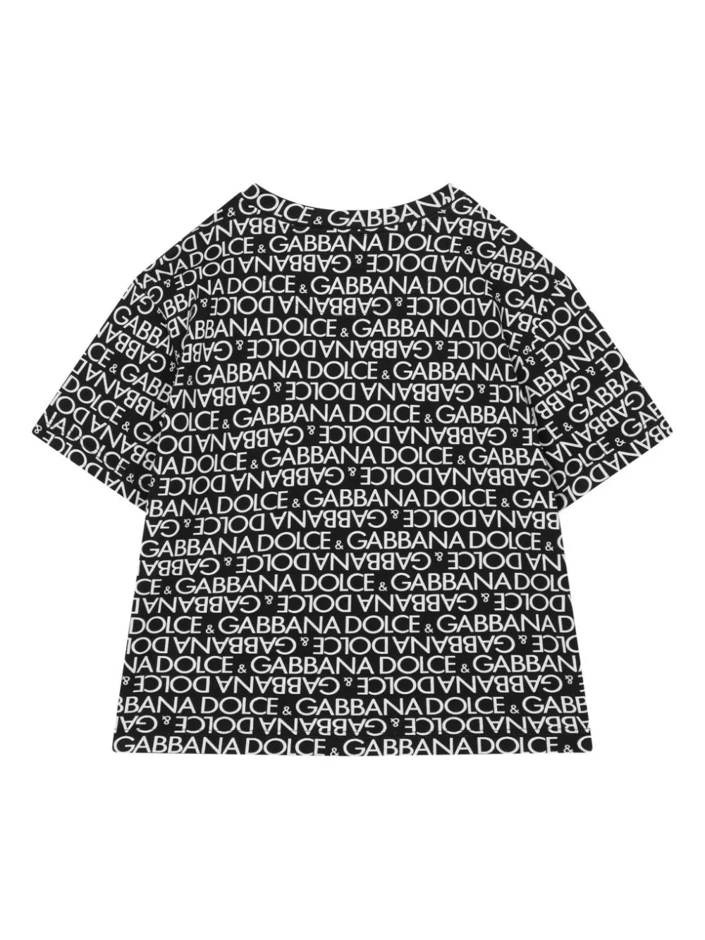 DOLCE & GABBANA KIDS Boys All Over Logo Print T-Shirt Black/White - MAISONDEFASHION.COM