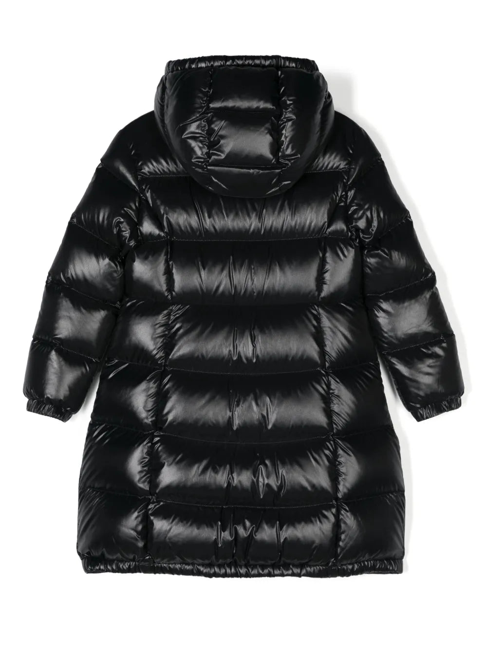 MONCLER KIDS Girls Bellevue Long Puffer Jacket Black - MAISONDEFASHION.COM