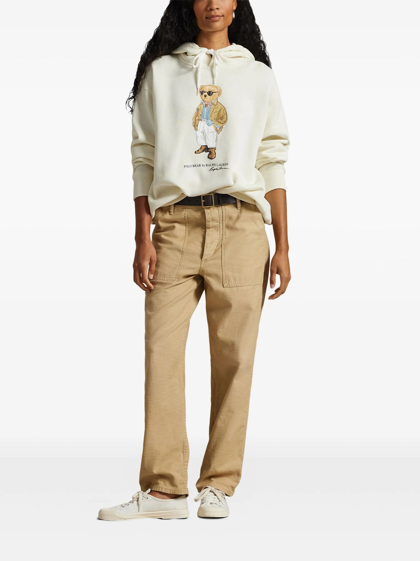 RALPH LAUREN WOMEN Polo Bear Fleece Hoodie Parchment Cream - MAISONDEFASHION.COM